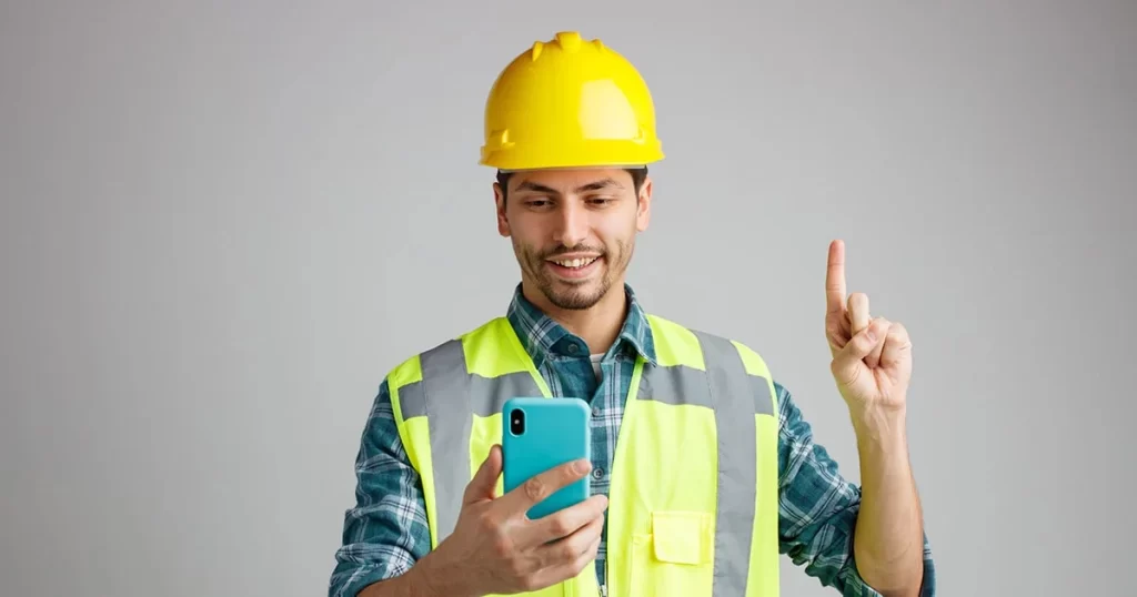 contratista manejando sus redes sociales