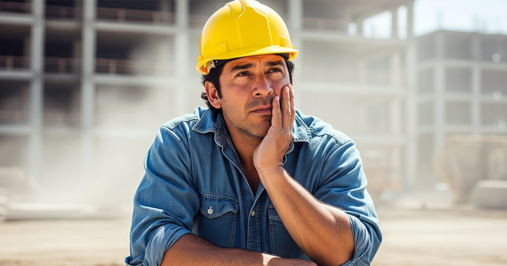 contratista latino pensativo