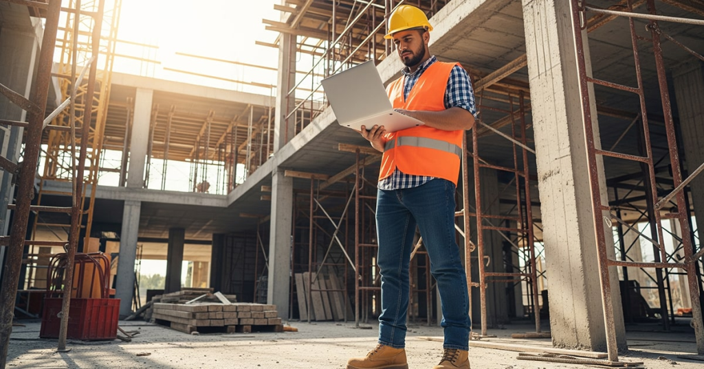 contratista utilizando una laptop