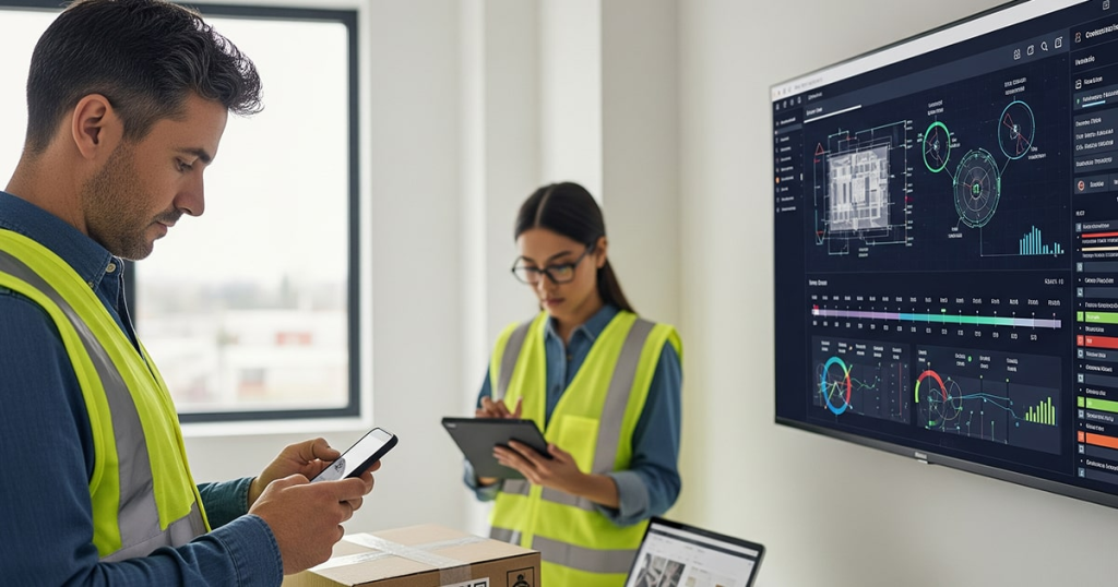 contratistas jóvenes en una oficina moderna