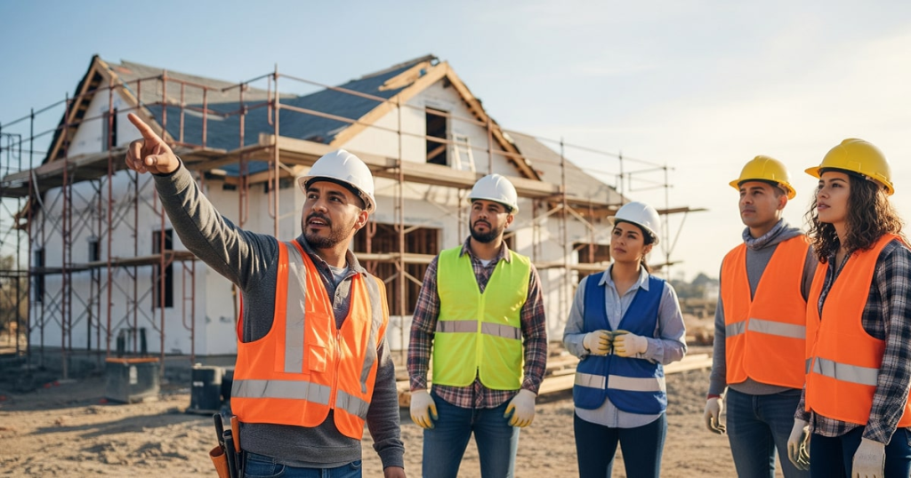 contratista latino mirando al futuro