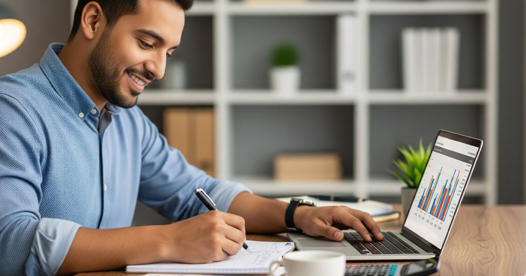 contratista leyendo metricas y estadisticas