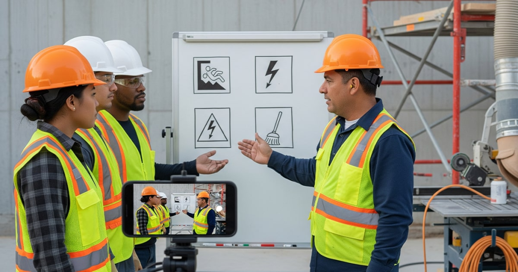 Charla de seguridad de 5 minutos e inspección diaria con evidencia fotográfica